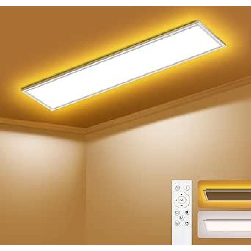 SNADER LED lubų šviestuvas su galimybe reguliuoti apšvietimą - LED 100 x 25 cm, 36 W 3600 LM lubų šviestuvas su nuotolinio valdymo pulteliu 3000 K - 6500 K - naktinė šviesa, šilta - lubų šviestuvas, skirtas miegamajam, vaikų kambariui, gyvenamajam kambari