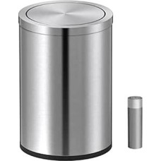 Generisch Mbillion Kleiner Mülleimer mit Schwingdeckel, 15 litrų, Mini-Mülleimer mit Deckel, zylindrischer aus Edelstahl für Zuhause und Büro, Badezimmer, Schlafzimmer, für Boden und Schreibtisch