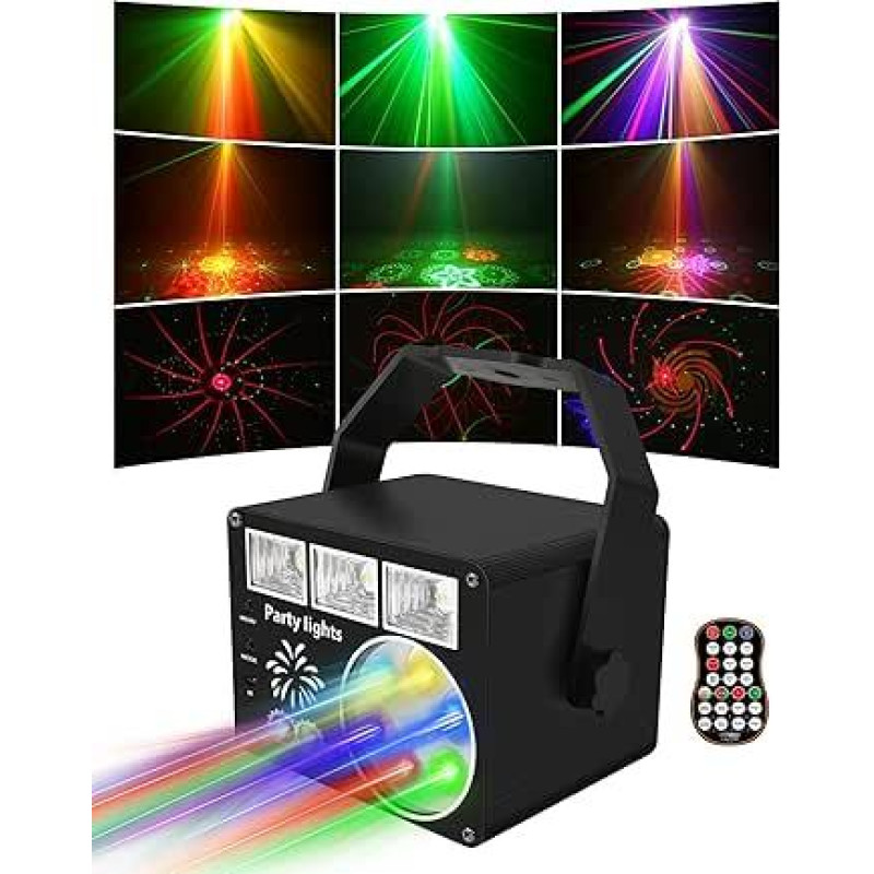 Disco Light Party Light su nuotolinio valdymo pulteliu, muzikos valdoma disko šviesa su stroboskopu, LED šviesos DJ projektoriaus vakarėlio šviesa KTV, scenai, barams, vestuvėms, šeimos susitikimui, klubui, šventėms