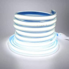 COB LED juosta 10 m, 220 V, 280 LED/m, FCOB LED juosta, CRI ≥ 90, atspari vandeniui IP65, lanksti, itin ryški balta 6000 K, miegamojo, kabineto apšvietimas