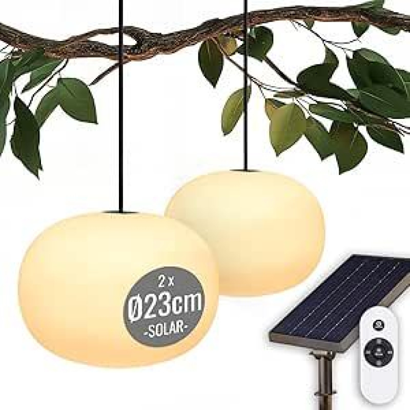 8 sezonų dizainas 2 x saulės šviesos lempos, 23 cm, šviečiančios elegancija, LED šilta balta spalva, skirtos naudoti lauke ir viduje, su nuotolinio valdymo pulteliu, įkraunamos per USB-C, skirtos sodui, kiemui ir terasai