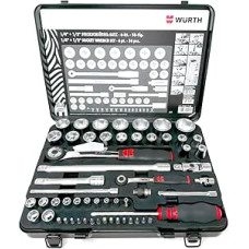 Würth Zebra veržliaraktis 1/4 + 1/2 colio šešiabriaunė veržlė 22 vnt. metaliniame dėkle