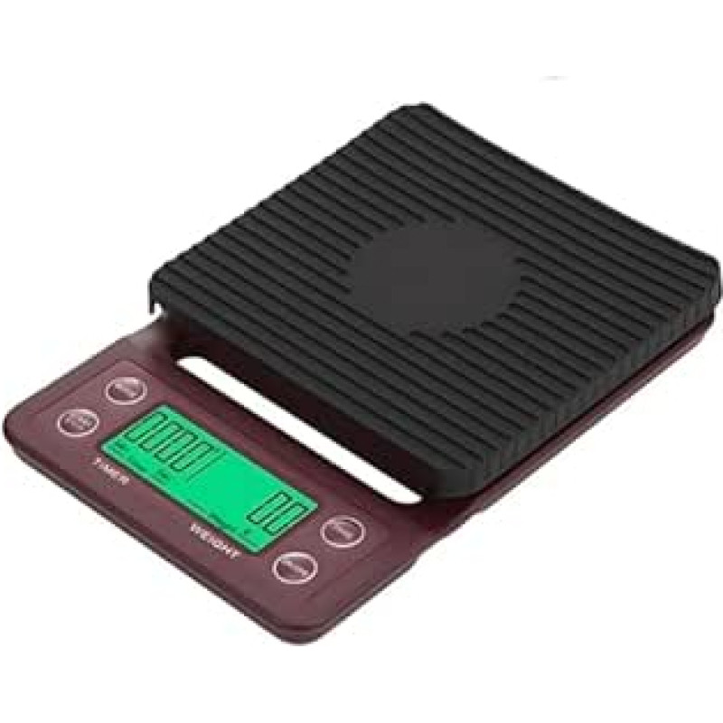 Digitalwaage, Mit Timer for Lebensmittel Balance Wiegen Mini Haushalts Waage Elektronische Kaffee Skala Digital LCD 3kg 0,1g Küche waagen(Coffee 5kg 0.1g)