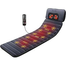 COMFIER masažinis kilimėlis su šildymo funkcija, masažinė sėdynė su 10 vibracijos variklių ir 4 šildymo pagalvėlėmis, elektrinis viso kūno masažinis kilimėlis, kaklo ir pečių nugaros masažuoklis
