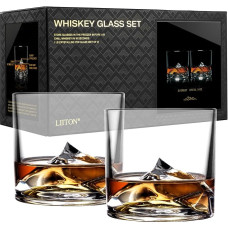 LIITON Everest Exclusive Whisky Glasses Set of 2 Crystal Glass, Tumbler Glasses, Gifts for Men for Cocktails, Gin, Bourbon, Rum, Drinking Glasses Gift Set