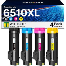 HALLOLUX 6510 6515 toneris suderinamas su Xerox Phaser 6510XL 6515XL tonerio kasete, skirta Xerox WorkCentre 6510N 6510DN 6510DNI 6515N 6515DN 6515DNI spausdintuvui (4 vnt., 1 juoda, 1 žydra, 1 geltona, 1 geltona, 1 vnt.)
