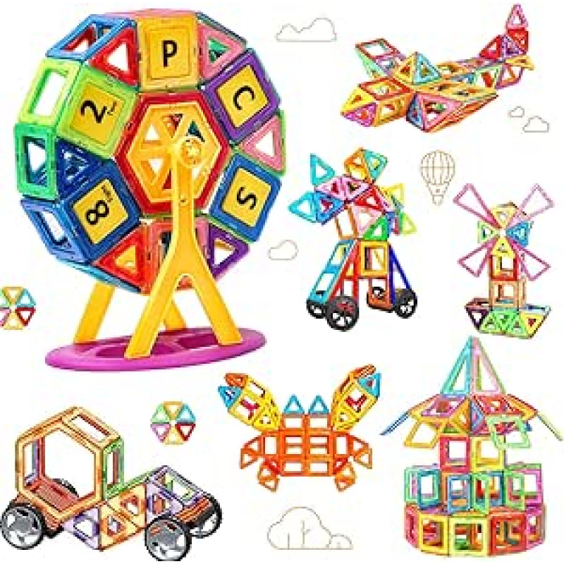 Magnetiniai statybiniai blokai, magnetiniai statybiniai blokai, edukacinių žaislų rinkinys, kūrybinis žaislas automobilis