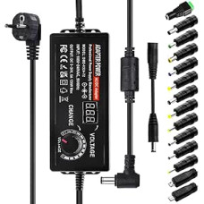 Universalus maitinimo šaltinis 3V-24V, 5A, 120W, reguliuojamas maitinimo šaltinis 100-240V kintamosios srovės į nuolatinės srovės reguliuojamą maitinimo adapterį Transformatorius su skaitmeniniu ekranu ir 14 antgalių, skirtas buitinei elektronikai, nuolat