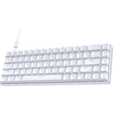 TMKB mechaninė žaidimų klaviatūra, T68se 60 % procentų klaviatūra su USB kabeliu, anti-ghosting QWERTY išdėstymo mini mėlynos spalvos jungiklių klaviatūra, skirta PC Windows/Mac OS, balta