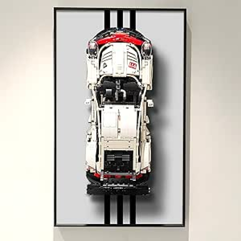 Lego Technic Porsche 911 RSR 42096 lenktyninio automobilio sieninė priekaba, suderinama su Lego Porsche, dovanų idėjos Lego automobilių montavimo ant sienos entuziastams, dydis: 75 x 45 cm