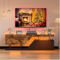 Televizoriaus spintelė Lowboard su LED 2 atvartais / durimis TV spintelė Šiuolaikinė be rankenų atvira TV lenta Sideboard TV staliukas Lowboard televizoriams iki 65 colių TV lentyna svetainei, pramogų kambariui