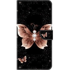 Tivenfezk Nadoli Mobile Phone Case PU Leather for Samsung Galaxy S24, Cute Colourful Painted Diamond Butterfly Card Slot Magnetic Stand Protective Wallet Cover