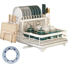 Indų džiovintuvas su indų laikikliu - stalviršio organizatorius dubenėliams, puodeliams, lėkštėms ir stalo įrankiams, efektyvus indų džiovintuvas virtuvės sandėliavimui ir organizavimui