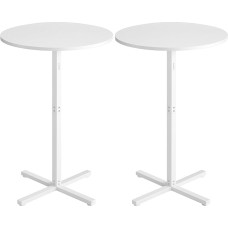 VASAGLE LBT362W01 baro stalas, apvalus bistro stalas, uždaras balkono stalas, nedidelis aukštas stalas namų barui, svetainei ir valgomajam, 60 x 60 x 104,5 cm, lengvai surenkamas, sniego baltumo