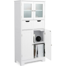 GOPLUS Vonios spintelė su stalčiais ir spintelėmis, vonios kambario komoda su reguliuojamomis lentynomis, vonios kambario, virtuvės ir svetainės spintelė, 60 x 30 x 128 cm (balta)