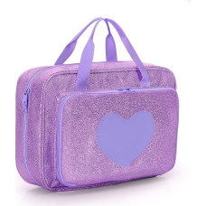 LoDrid Puppen Tasche Kompatibel mit Barbie-Puppen, 30,5 cm, Puppen Aufbewahrungstasche mit Griff und mehreren Taschen für 6 Puppen, Kleidung und anderes Zubehör, Lila