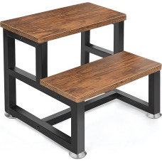Medinis laiptelis 2 žingsniai Daugiafunkcinis laiptelis Neslystanti lova Step Bedside Step Taburetė virtuvei Vonios kambarys Miegamasis 500lb talpa 39 x 38 x 34,5 cm Rustic Brown