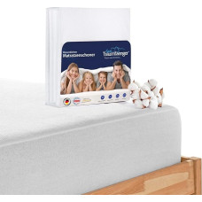 100 x 200 cm čiužinio užvalkalas su įtempimo fiksatoriumi, 2 vnt., iš vandeniui atsparios medvilnės (Oeko-Tex® Standard 100), apsaugo nuo drėgmės, naudojamas kaip nelaikymo pagalvėlė, skalbiamas 60 °C temperatūroje