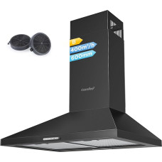 COMFEE 60 cm PYRA17B-60 nerūdijančio plieno virtuvės gartraukis su šviesos diodais, grąžinimo sistema ir anglies filtru