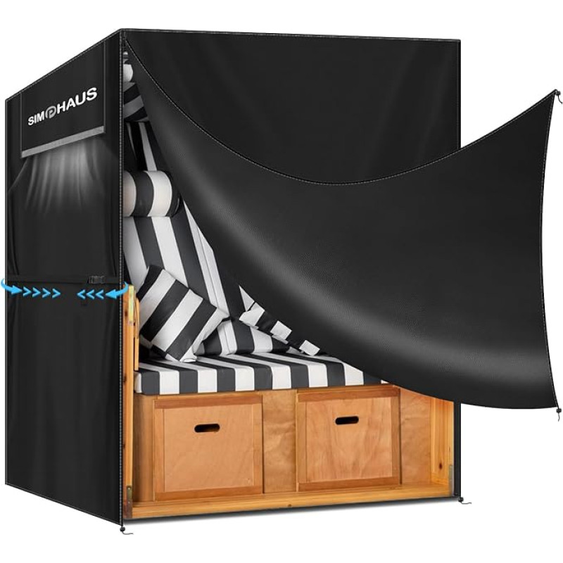 SIMPHAUS Protective Cover for Beach Chair Cover Waterproof XXL Beach Chair Cover Winterproof and UV Protection for Beach Chair Cover Beach Chair 3-Seater Beach Chair Tarpaulin 420D Oxford Fabric 155 x