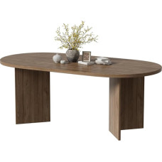 MSFE valgomojo stalas ovalus 200 x 90 x 76 cm stalas Valgomojo stalas Medinis virtuvės stalas Valgomojo stalas Medinis riešutmedžio stalas Retro valgomojo stalo kojos V formos du paketai