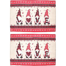 ULTECHNOVO Valentinstag Tischset 2 Stück aus Baumwolle mit Herzmotiv Abwaschbare Tischmatte für Esstisch Kratzfest und Faltbar Küchentisch Dekoration für Dinner und Party