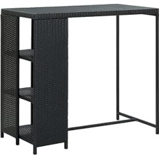vidaXL Bar Table with Shelf Bar Table Kitchen Table Dining Table Bistro Table Bar Counter Table Kitchen Counter Black 120 x 60 x 110 cm Poly Rattan