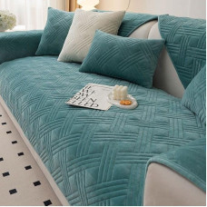 uyeoco . Sofos užvalkalas Sofos apsauga nuo šunų/kačių Šiltas aksominis sofos užvalkalas 1 2 3 vietų L formos U formos kampinė sofa Neslystantis sofos užvalkalas Mėlyna / balta / pilka (spalva: Nr. 16, dydis: 90 x 180 cm)