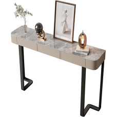 Generisch Schmaler Konsolentisch mit Schubladen aus Massivholz - Italienischer Stil, Edelstahl-Garderobenschrank in Steinoptik für Schlafzimmer, Wohnzimmer, Eingangsbereich und Flur