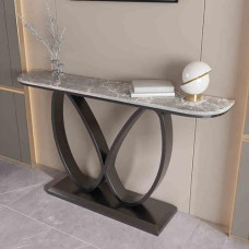 Generisch Eleganter schwarzer Konsolentisch mit Schmetterlingsfuß aus Metall, schmaler Beistelltisch für Flur und Wohnzimmer, Elegante Steinplatte, 80 cm/31,5 Zoll, modernes Möbelstück