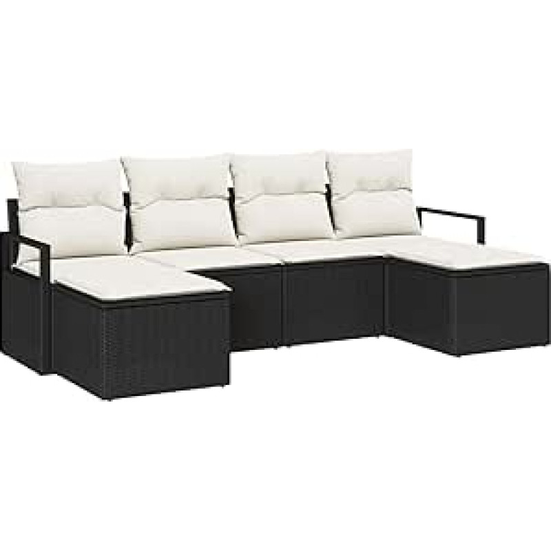 Garten-Sofa-Set mit Kissen mit Speicher 6 vnt Schwarz und Creme Modelis3355156