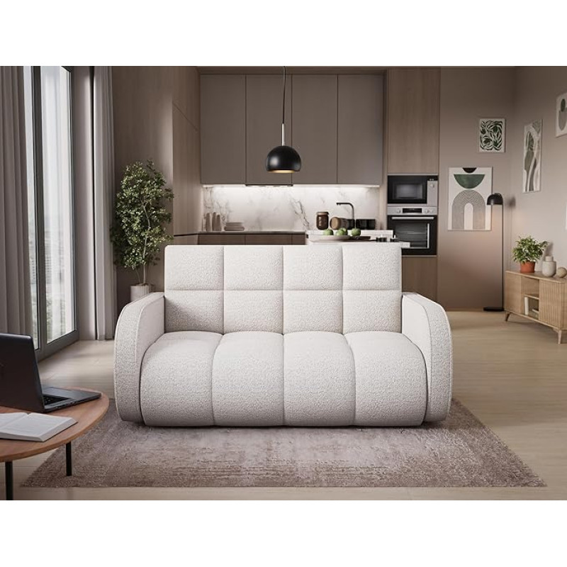 DEVER 2 vietų sofa 154 x 83 x 103 cm - Balta sofa-lova su lovos dėže - sofa su daiktadėže - sofa su miego funkcija 131 x 203 cm - audinys Royal 01