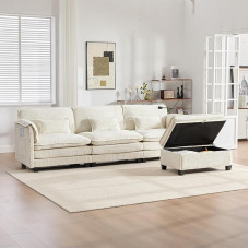 Doppellagige Ecksofa Modulares Sofa, Modulares L-förmiges Ecksofa mit Schlaffunktion, Sofa mit Stauraum, ecksofa mit USB-Anschlüssen und Handyhalter, aus Chenille