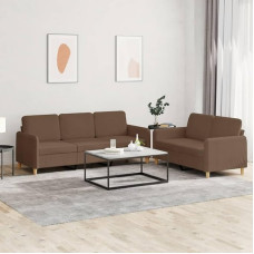 2-TLG. Sofagarnitur, Braun Stoff, Metallrahmen, mit Kissen, gemütliches 2-Sitzer & 3-Sitzer Sofa Set für Wohnzimmer, strapazierfähig & atmungsaktiv
