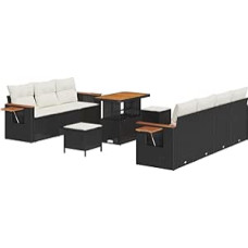 Gartensofa-Set mit Kissen 10 pcs Schwarz und Creme Gartenmöbel Modelis3363140