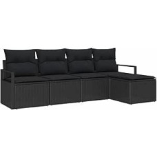 5 dalių sodo sofos komplektas su kilimėliais Schwarz Poly Rattan, 2 dalių sodo sofa su kilimėliais Schwarz Poly Rattan Gartenlounge Modelis3346343