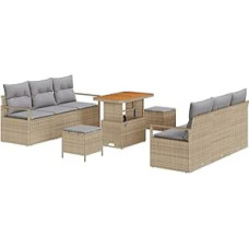 Gartensofa-Set mit Kissen 9 pcs Beige Poly-Rattan Gartenmöbel Model3362482