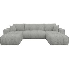 Mirjan24 Wohnlandschaft Furyn U Boucle, Ecksofa mit Schlaffunktion und Bettkasten, U-Form Couch, symmetrisches Polstersofa, Eckcouch (Coral 75)