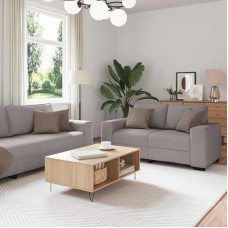 2-TLG. Sofagarnitur Taupe 160×77×82 cm, Lounge-Sofa aus Polyester, Holz-Metall-Gestell, breite Armlehnen, Wohnzimmer/Büro