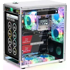 FREENOVE Raspberry Pi 5 korpuso rinkinys Pro, du M.2 NVMe SSD lizdai, 5 PWM ARGB ventiliatoriai su šviesos sinchronizacija, CPU bokšto aušintuvas, 4,3 colių jutiklinis ekranas, stereofoniniai garsiakalbiai, 3,5 mm garsas (SSD neįtrauktas)