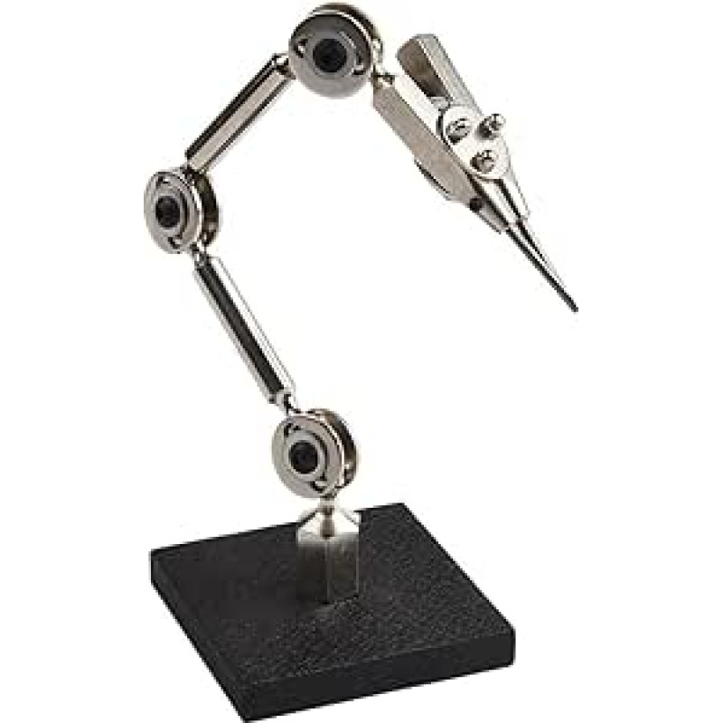 Litavimo įrankių spaustukas su lanksčiomis reguliuojamomis rankenomis ir ketaus pagrindu, skirtas juvelyriniams dirbiniams suvirinti ir elektronikai lituoti - juodas