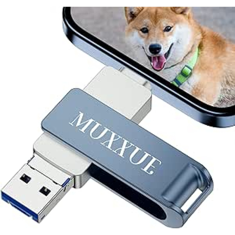USB Stick iPhone 256GB Without Downloading An App 3 in 1 Memory Stick for iPhone 1Pad OTG Android Mobile Phone PC Mac External Memory with Photos and Data Backup