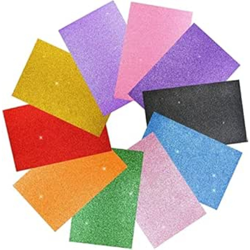 10 Stück glitzernde EVA-Schaumstoffplatten, selbstklebendes Bastelschaumpapier for DIY-Projekte, 2 mm dick, 11,8 x 7,87 Zoll