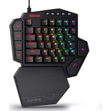 Redragon K585 DITI Single Hand RGB Mechanical Gaming Keyboard, Red Switches, Type-C Professional Gaming Keyboard with 7 Integrated Macro Keys, Removable Wrist Support, 42 Keys