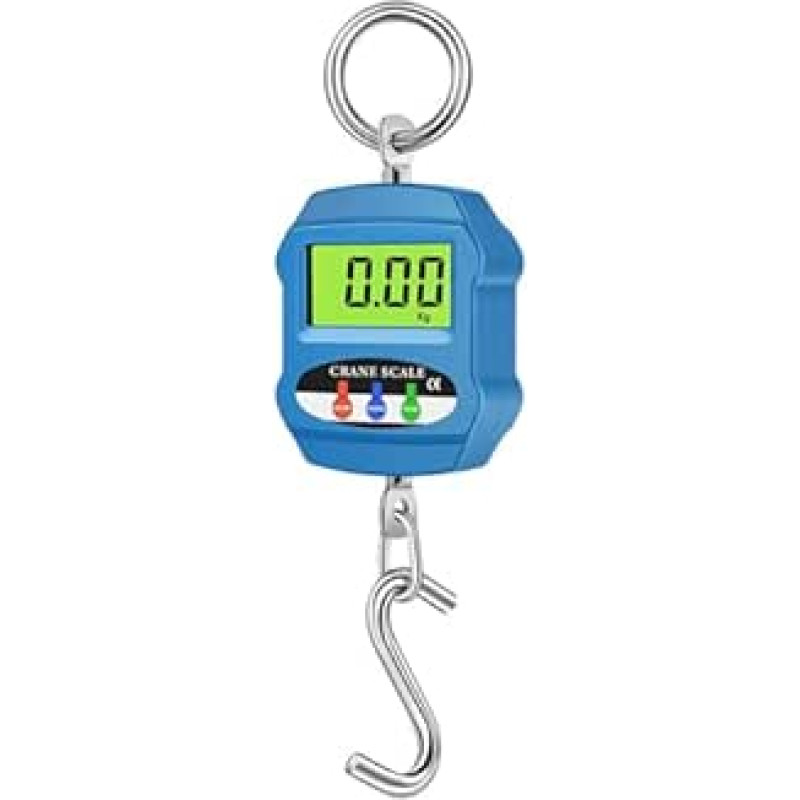 Skaitmeninės pakabinamos svarstyklės 300 kg/660 Lb, nešiojamos rankinės svarstyklės su kabliukais, didelio tikslumo ekranas žvejybai, žemės ūkiui, pramonei, tvirtos kranų svarstyklės, perkrovos signalas