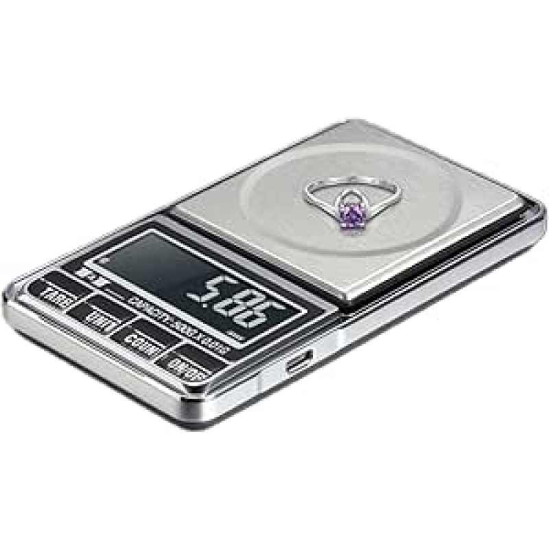 100G-600G Elektroninės kišeninės svarstyklės 0.01g Tikslumas LCD LCD Skaitmeninis juvelyrinis svoris Svarstyklės USB Maitinama laboratorija Gramas Medicininės skaičiavimo svarstyklės (Spalva: 300g x 0.01g)