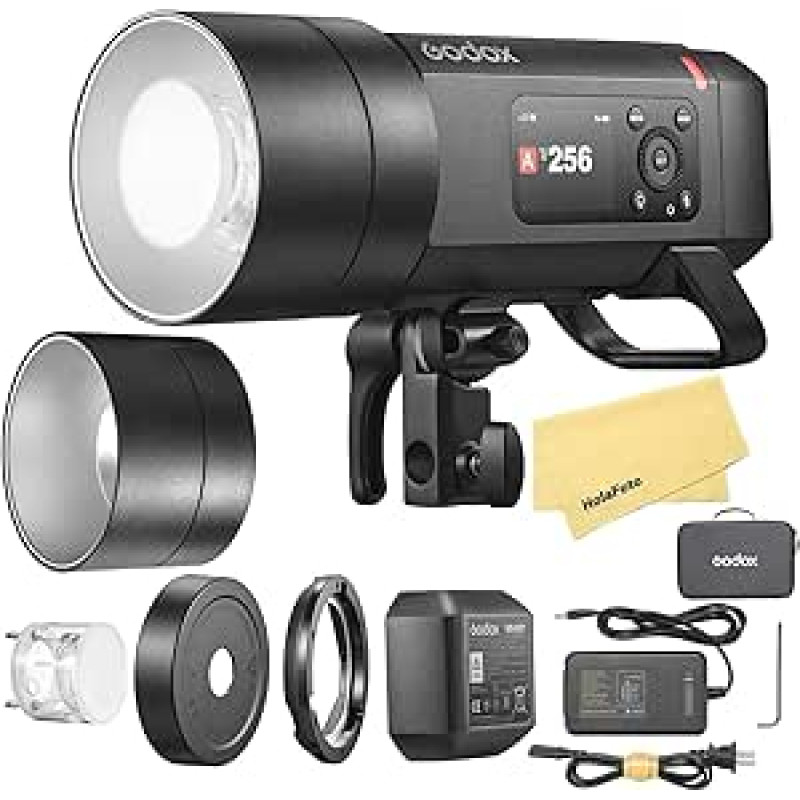 GODOX AD400 Pro II AD400Pro II 2.4G TTL 1/8000 HSS 400Ws lauko blykstė, 21.6V/2600mAh baterija, 0.01-1s recirkuliacija, 460 blyksnių su pilna galia, skirta Canon, Sony, Nikon, Fujifilm, Olympus, Panasonic ir kt.