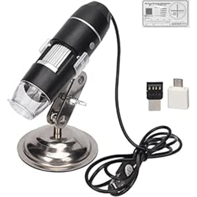 Skaitmeninis mikroskopas, odos analizatorius, plaukų detektorius, nešiojamoji USB apžiūros kamera, 0-200X didinimas, su stovu ir 8 baltais LED žibintais, suderinama su 