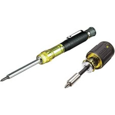 Klein Tools 80037 Atsuktuvų įrankių rinkinys, kišeninis tikslumo ir reguliuojamo ilgio atsuktuvas su keliais bitais, 2 dalys, juodas/geltonas