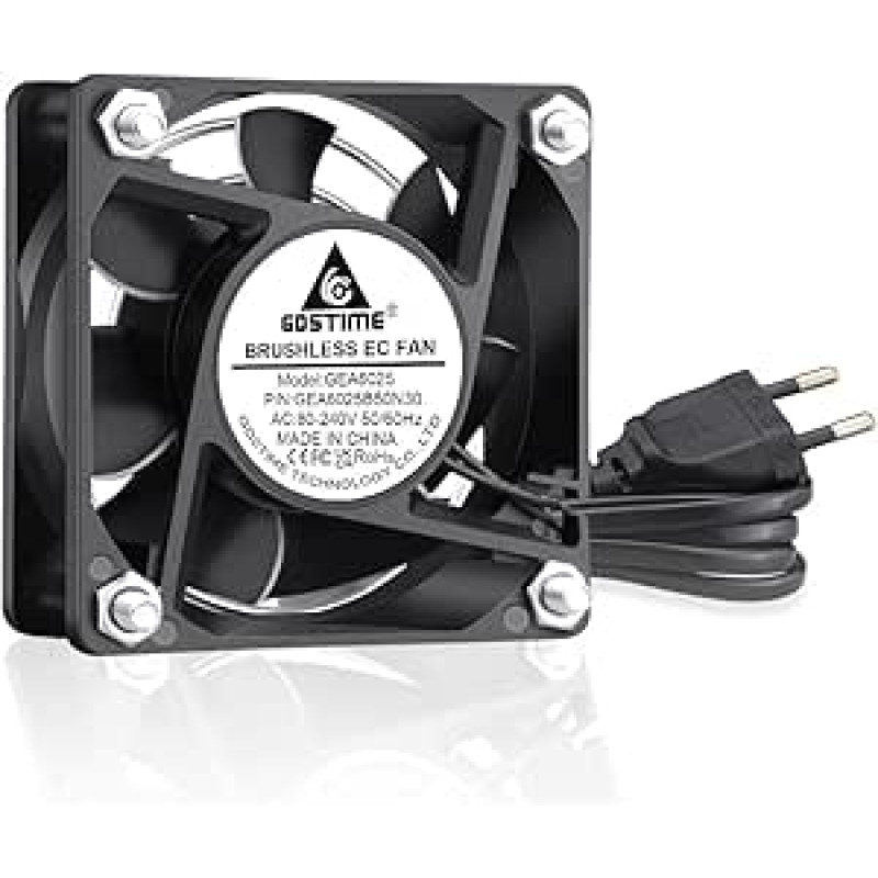 GDSTIME 60 mm ventiliatorius 220 V EC 230 V 60 x 25 mm ašinis ventiliatorius dvigubas rutulinis guolis bešepetėlinis aušinimo ventiliatorius 5000 aps/min.